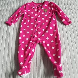Polka Dot Fleece Sleeper One Piece with Footies